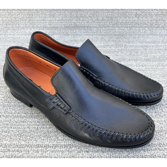 $750 SANTONI Paine Black Leather Loafer Men\'s Size 8 US NEW main image 7